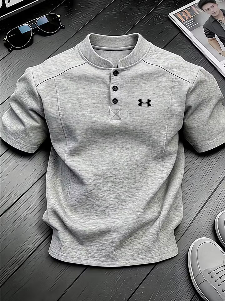 Men's Stand-Collar Henley Shirt