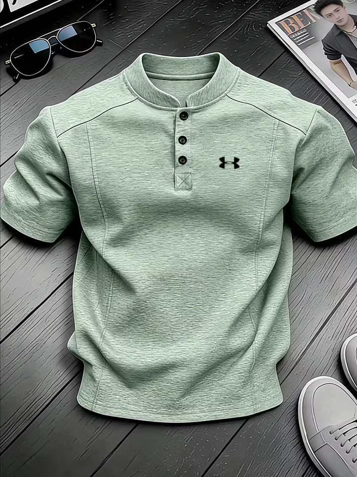 Men's Stand-Collar Henley Shirt