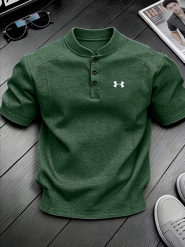 Men's Stand-Collar Henley Shirt