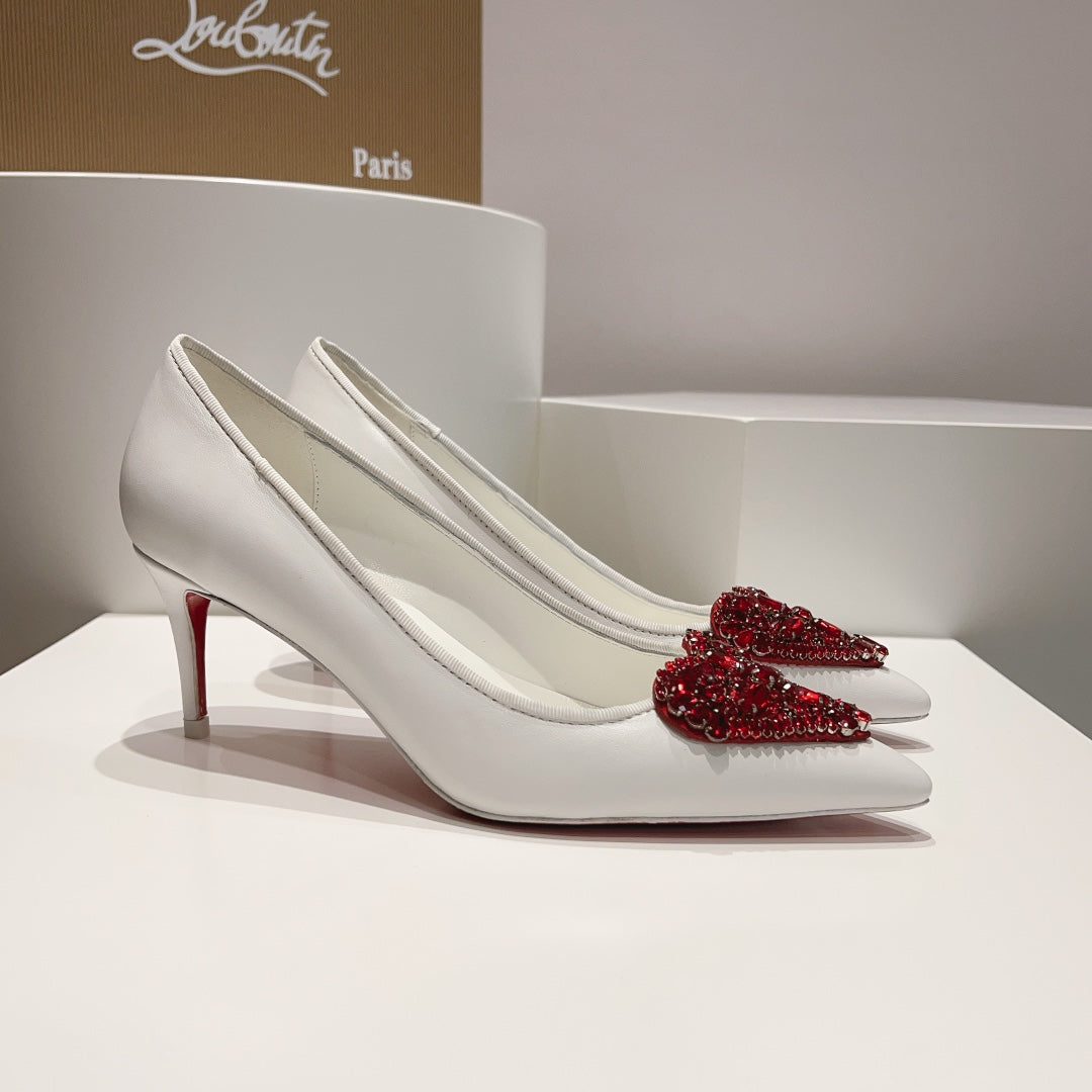 CL *24 1:1 VIP  heart-shaped gemstone high heels