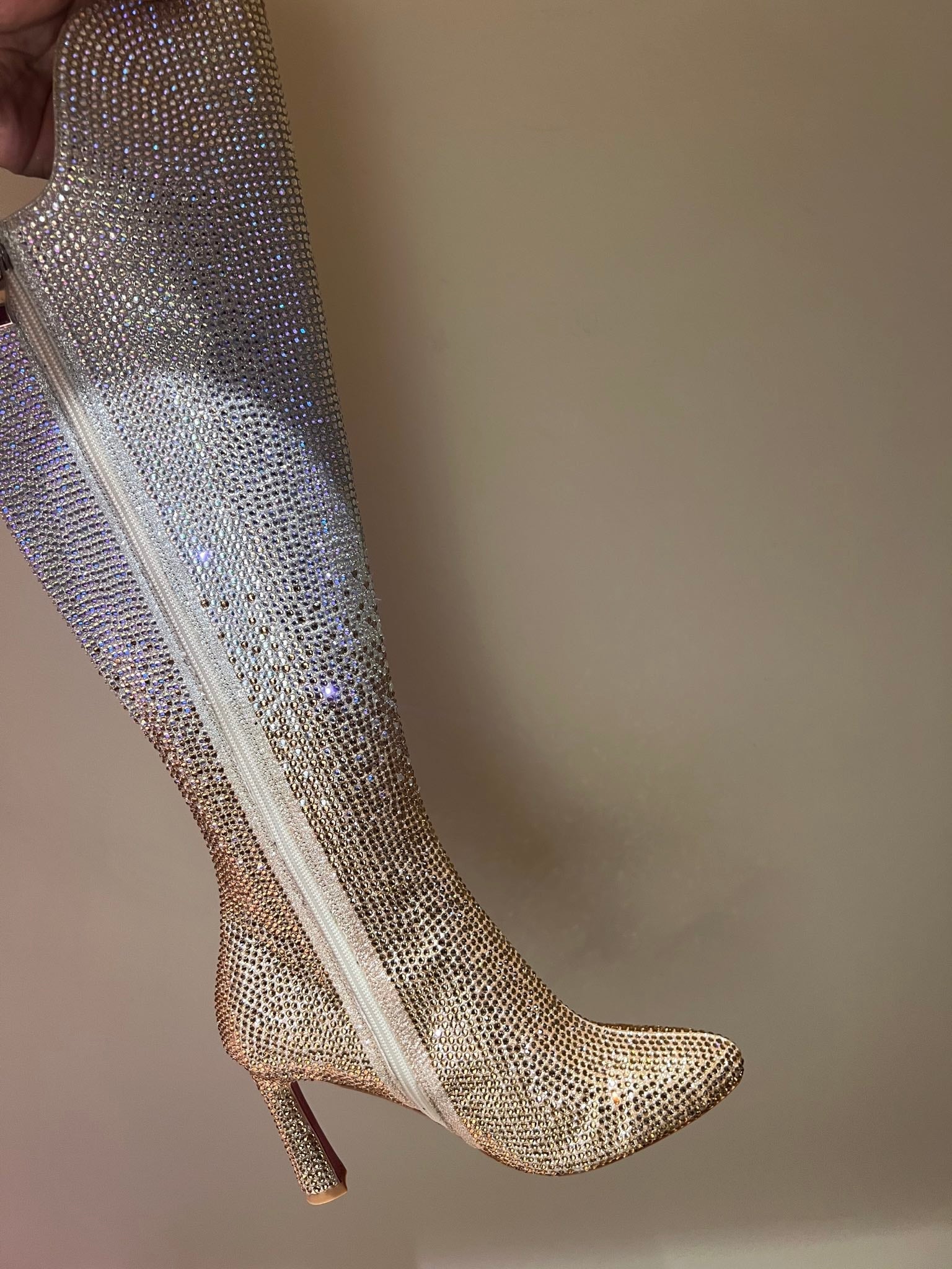CL 23  1:1 VIP full diamond zipper high heel boots