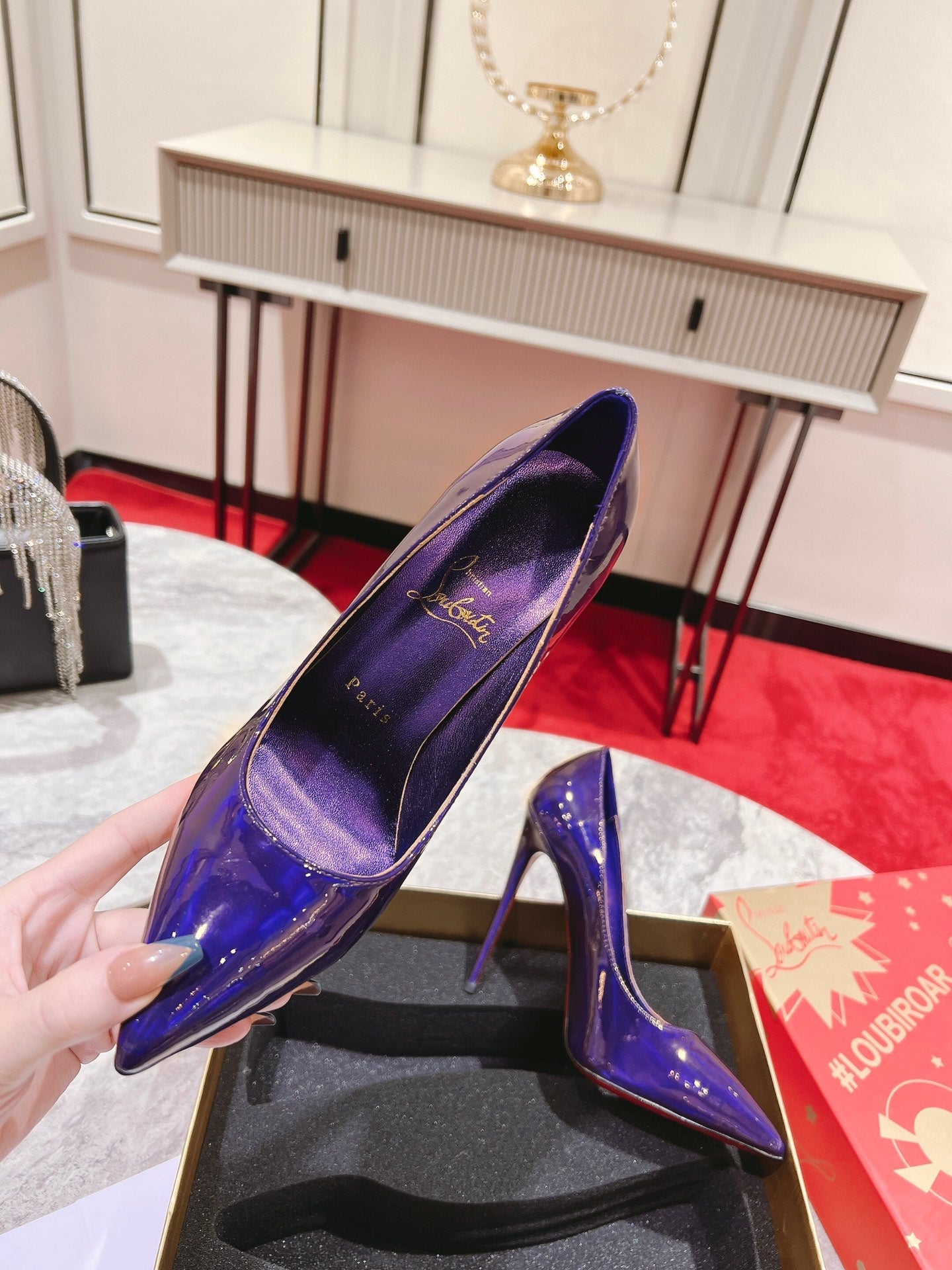 CL* 24 new electric purple shiny high heels 1:1 VIP