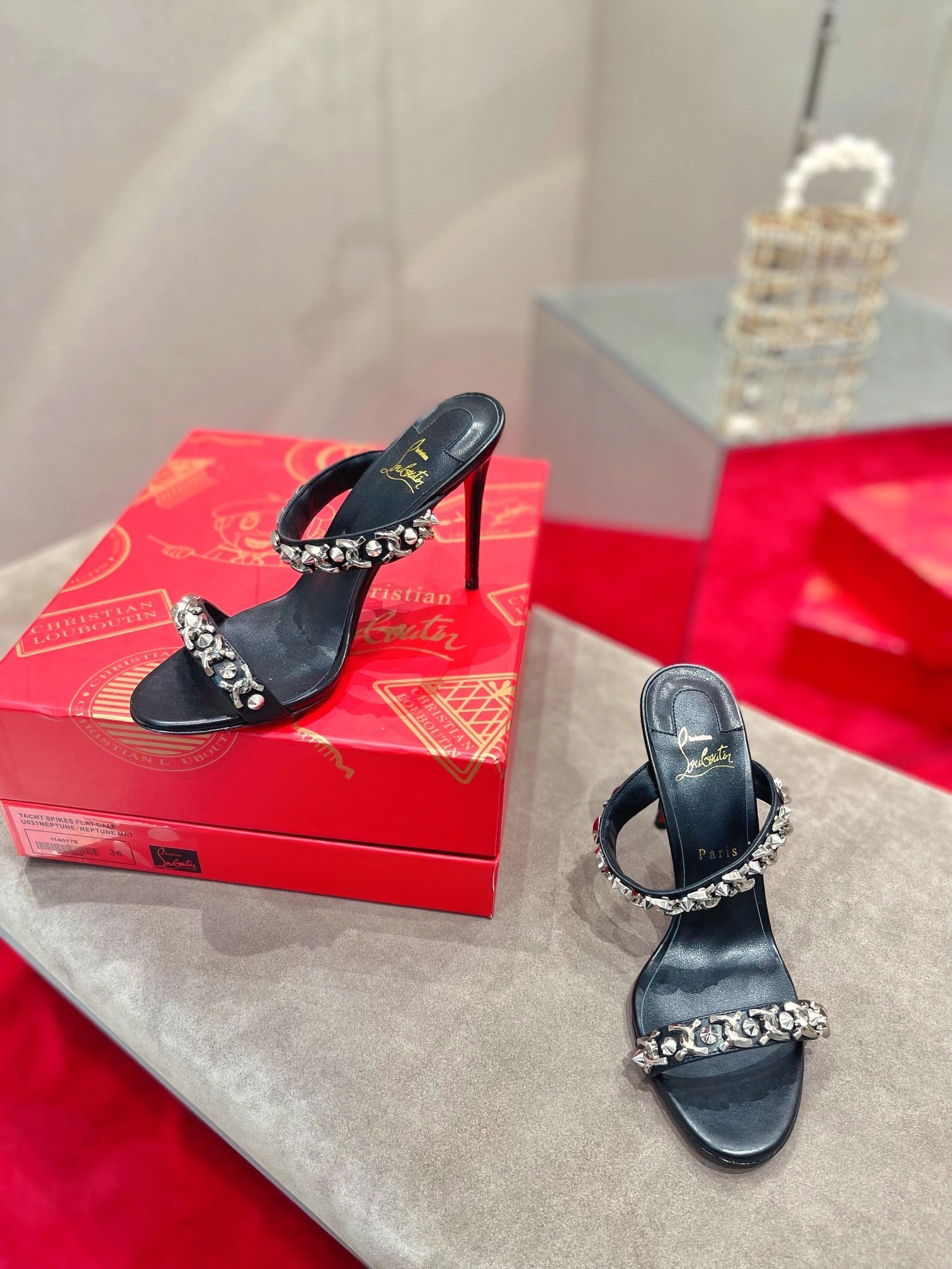 CL* 24 new chain high-heeled slippers 1:1 VIP