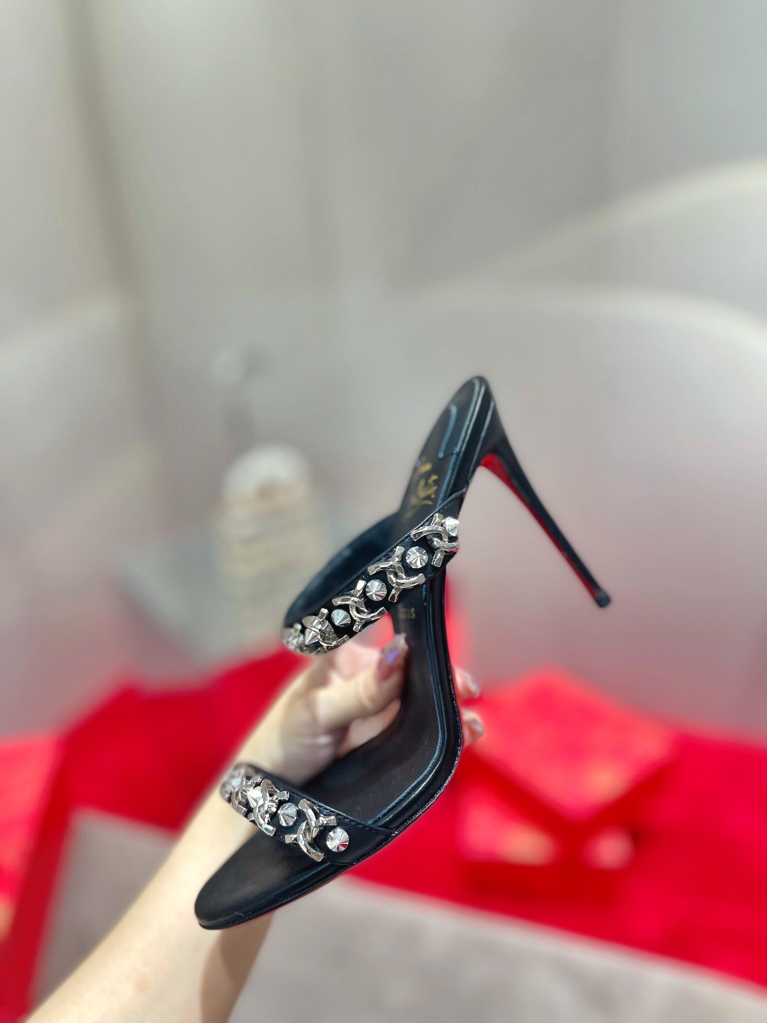 CL* 24 new chain high-heeled slippers 1:1 VIP
