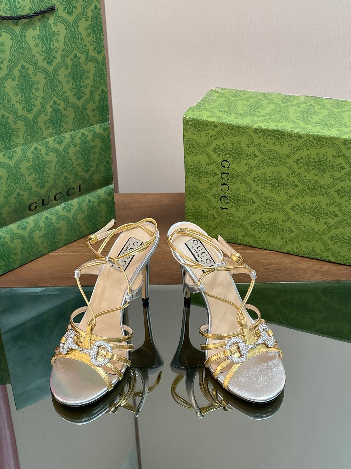 GUC* 24 new crystal horsebit high heels 1:1 VIP