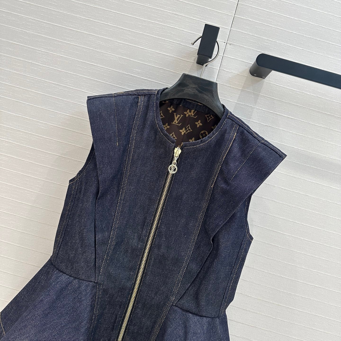 Louis Vuitton Ruffled Denim Vest Jacket