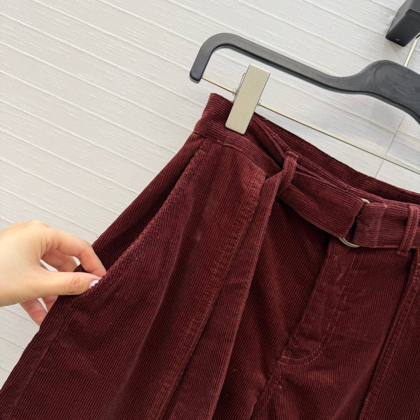Loewe 26SS wide-leg pleated corduroy long trousers