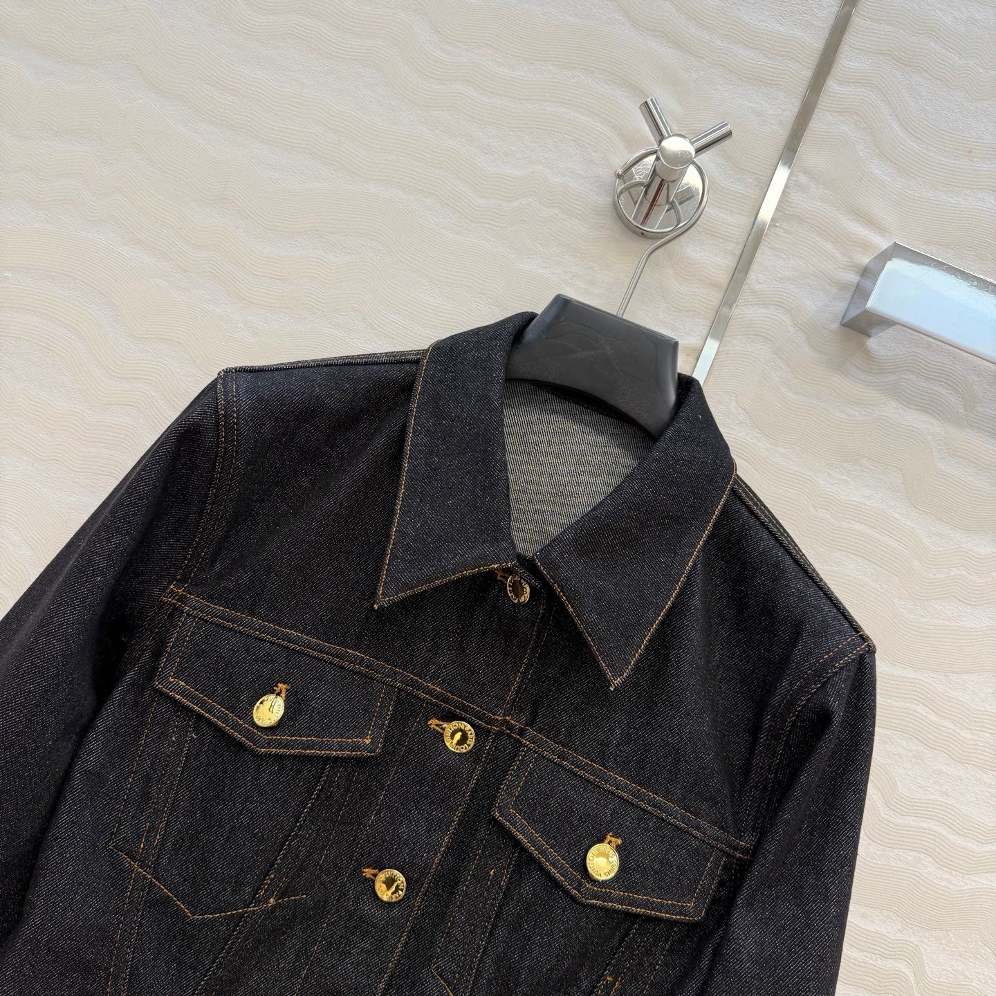 LV 26SS Denim Jacket/High-Waisted Straight-Leg Pants