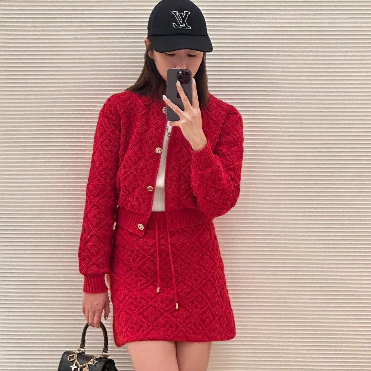 LV 26SS Jacquard Cashmere Jacket/Skirt