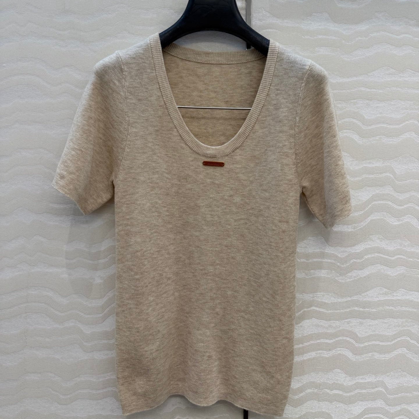 MIU V-neck fitted knitted top