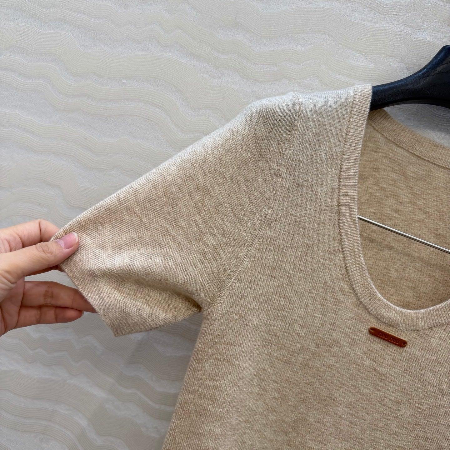 MIU V-neck fitted knitted top