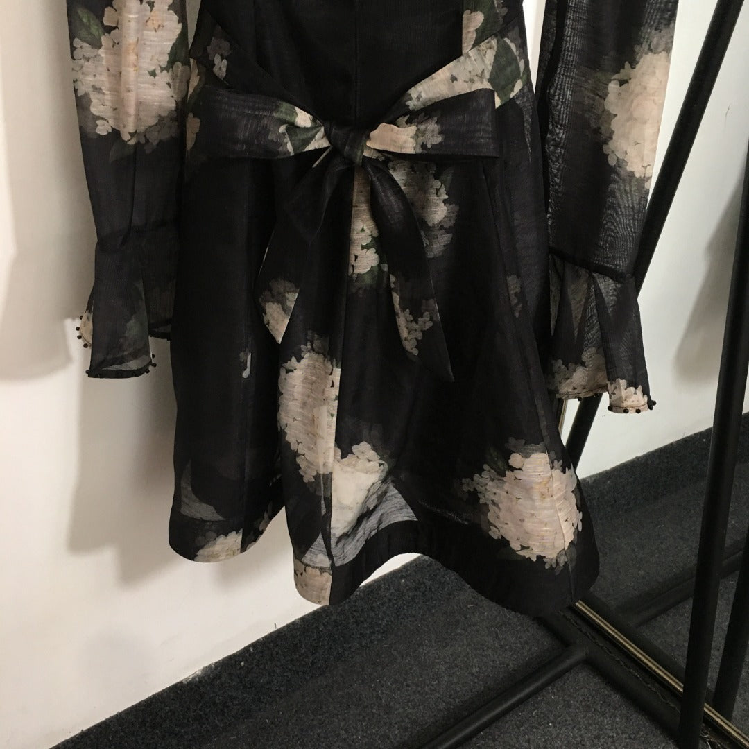 Retro Floral Print V-Neck Dress