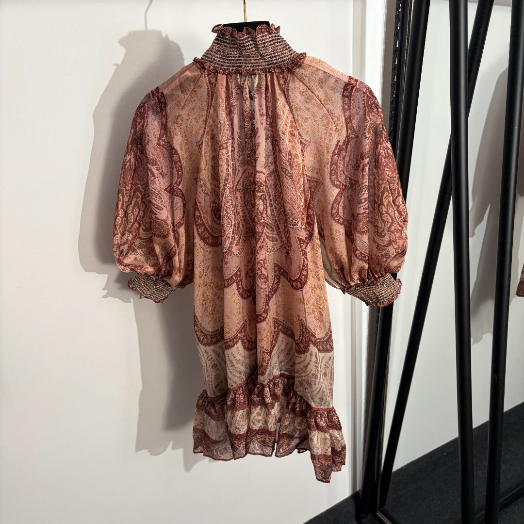 2026SS Vintage-Print Top + High-Waisted Skirt