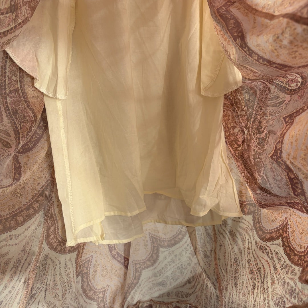 2026SS Vintage-Print Top + High-Waisted Skirt