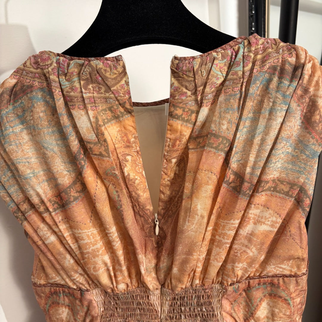 2026SS Vintage-Print, Waist-Cinching, Sleeveless Tank Dress