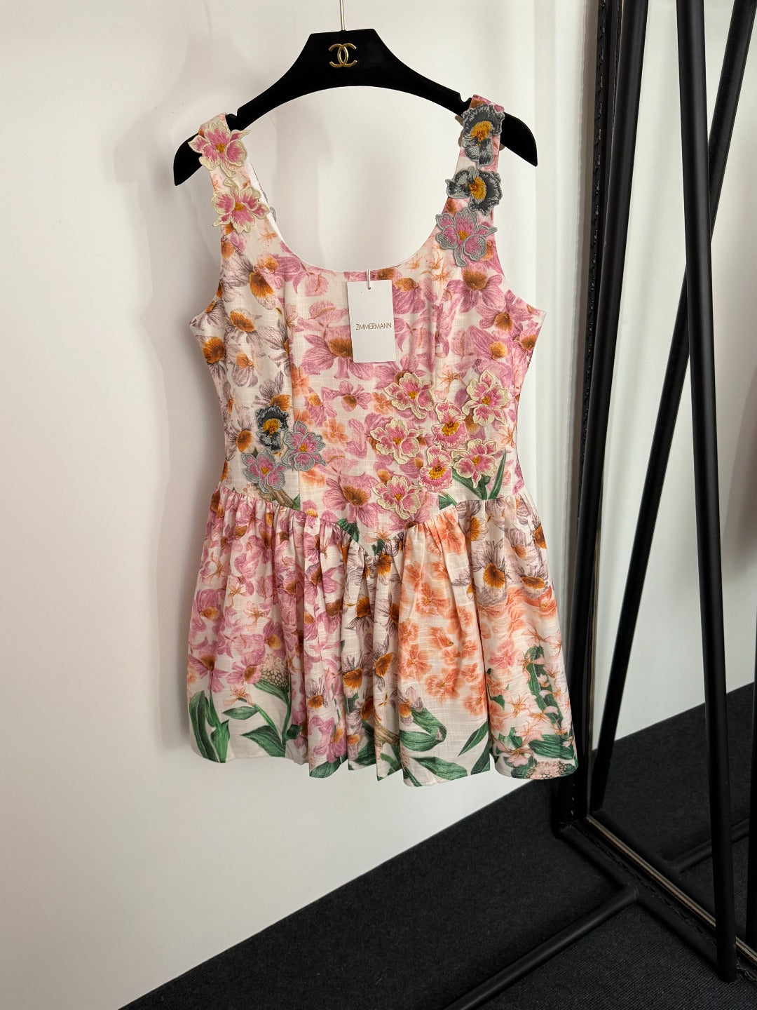 2026SS Heavy-Embellishment Pleated Dress with 3D Floral Embroidery