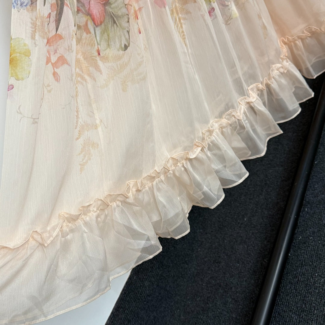 Elegant, Waist-Defining Dress with Colorful Print