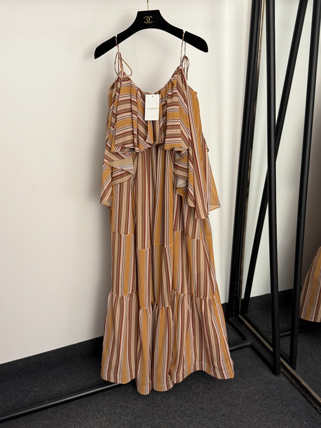 Color-block Striped Ruffled Dress