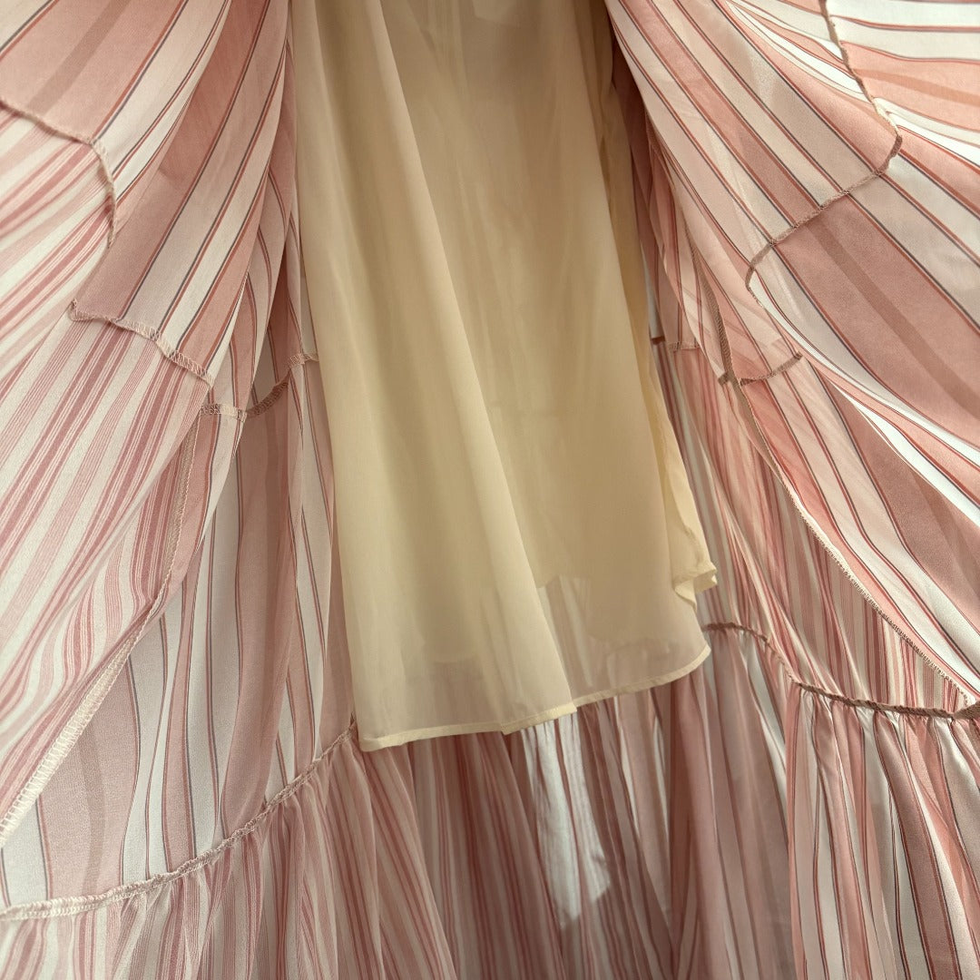 Color-block Striped Ruffled Dress