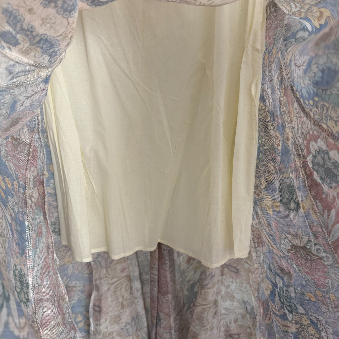 Retro-Print Strapless, Waist-Cinching Camisole Top + High-Waisted Linen Skirt