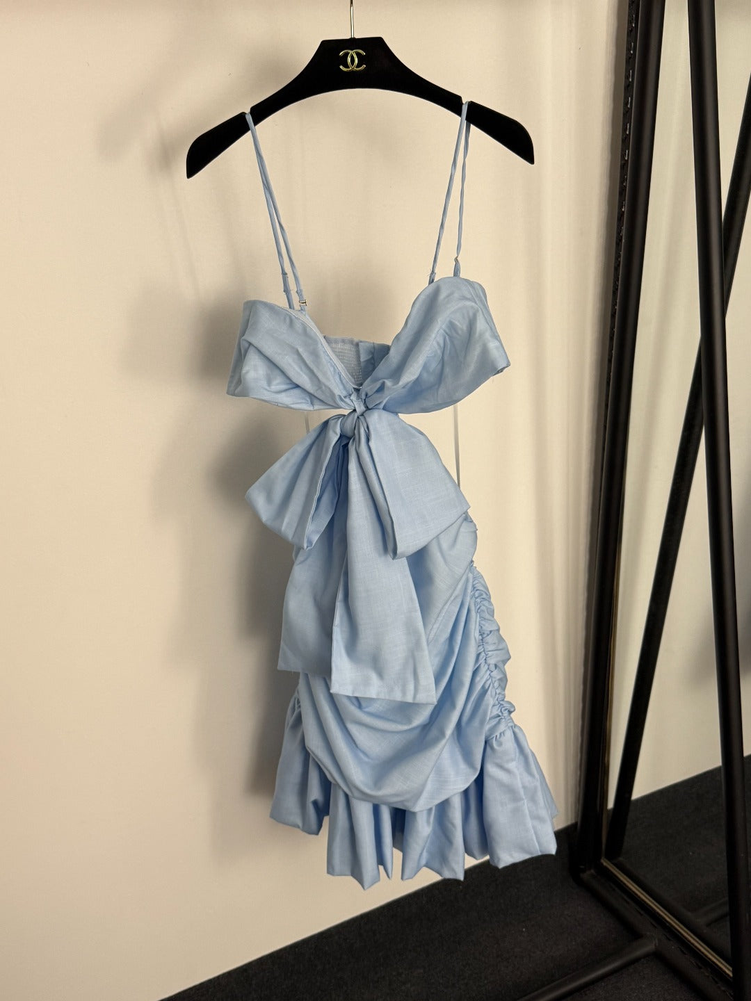 Bow-Accent, Bodycon, Cutout-Waist, Ruffled-Strap Dress