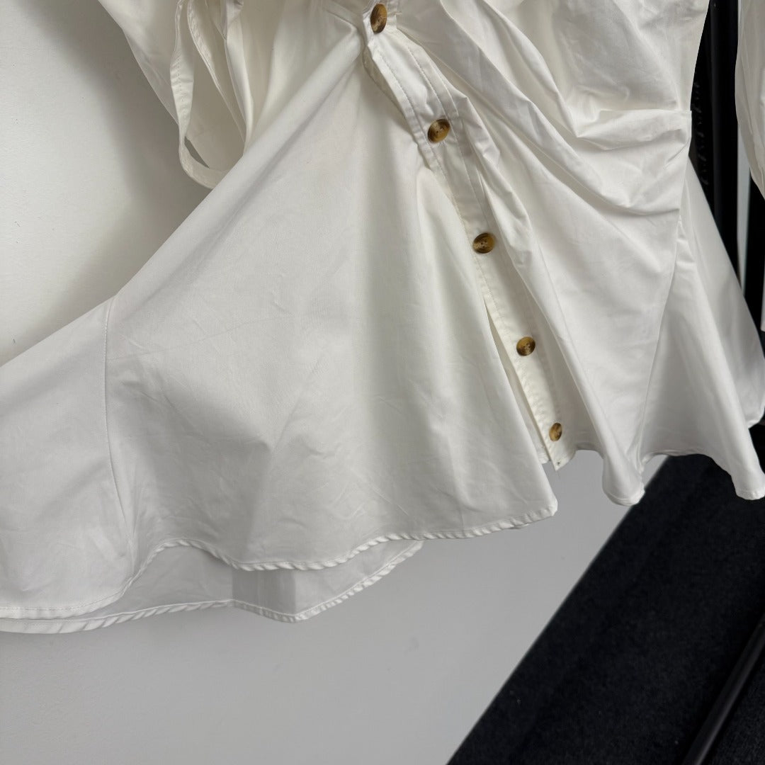 Irregular Button, Bow-Tie Waist Dress