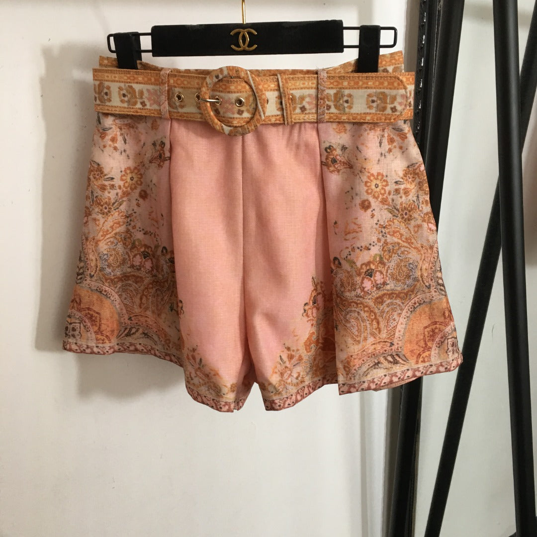 Retro Floral Print Top + Shorts