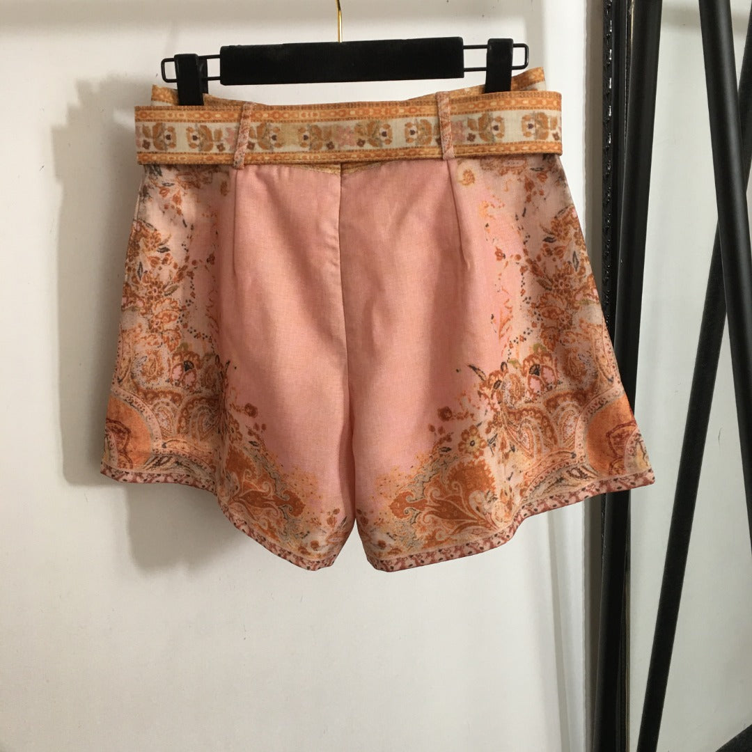 Retro Floral Print Top + Shorts