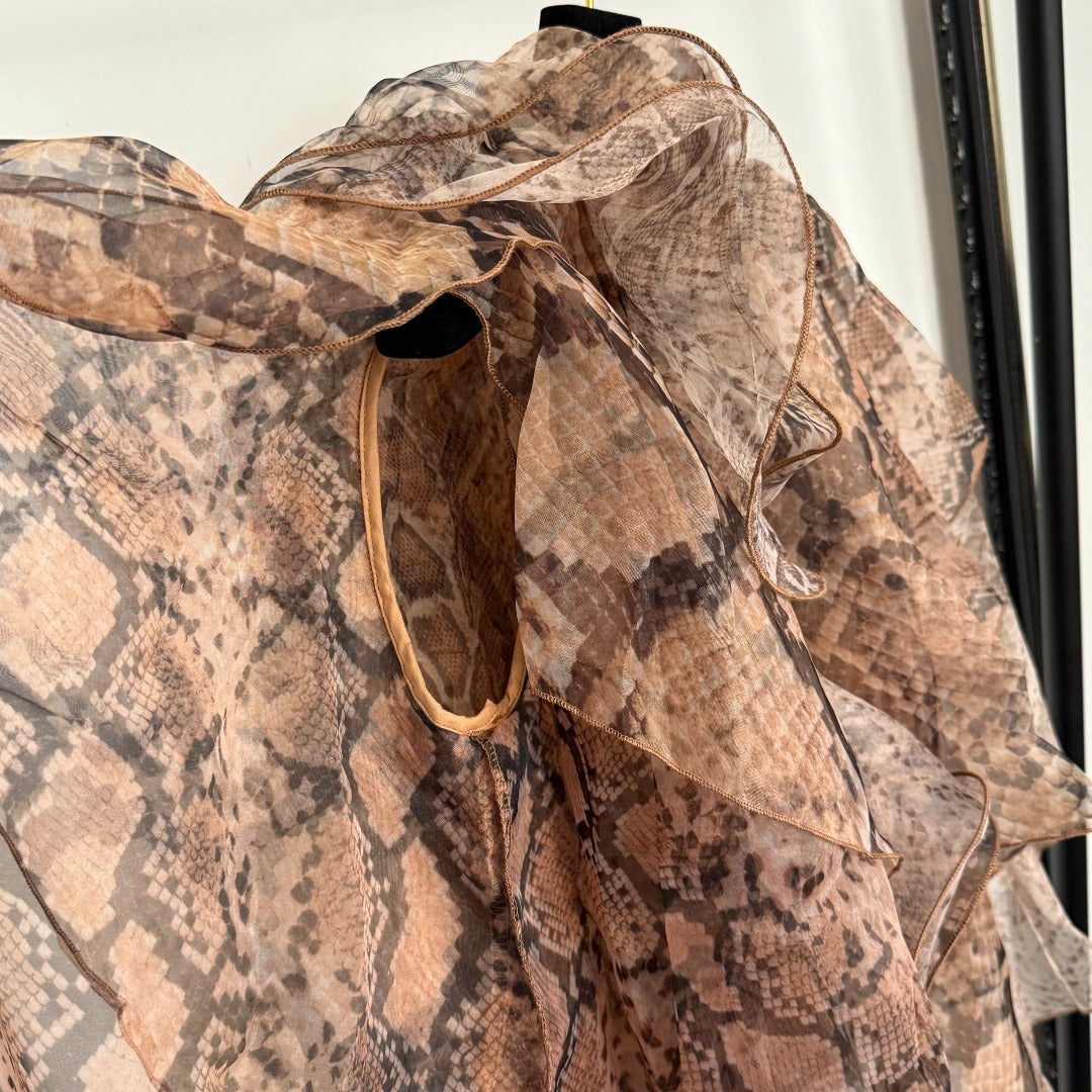 Serpent-Print Ruffled Shirt