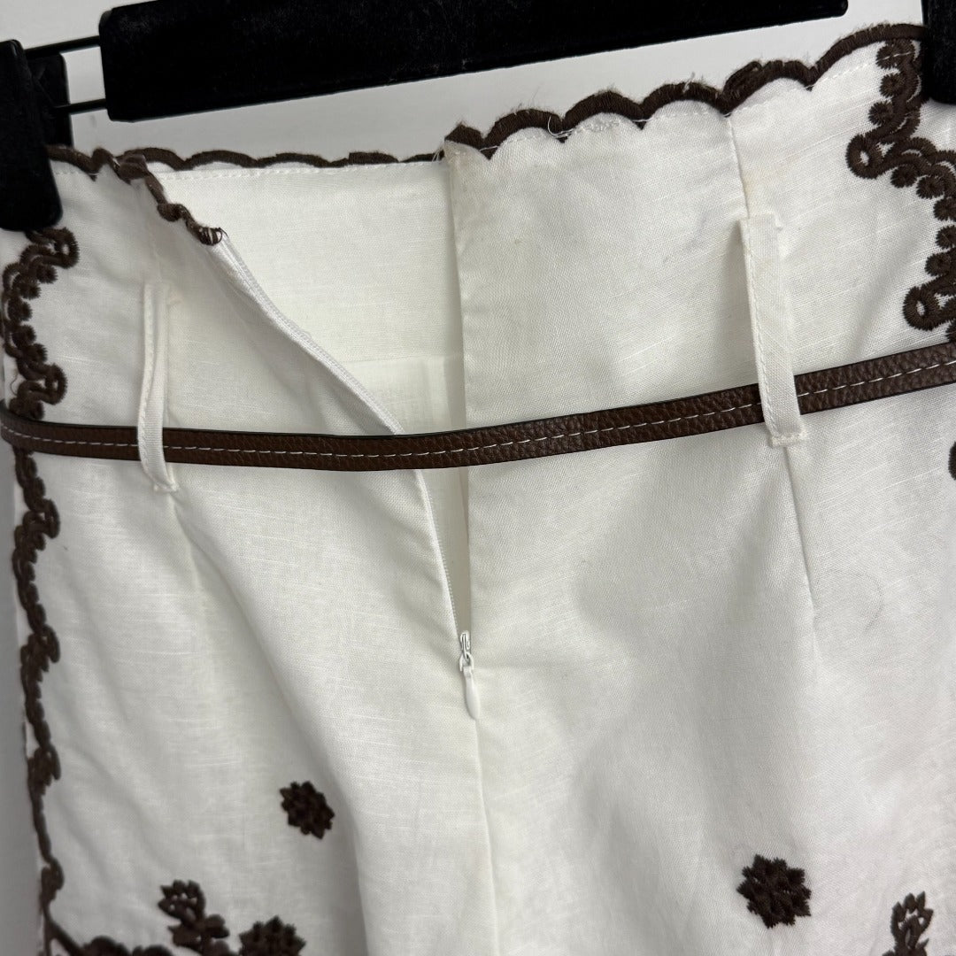 Water-Soluble Floral Embroidery Shirt + High-Waisted Shorts
