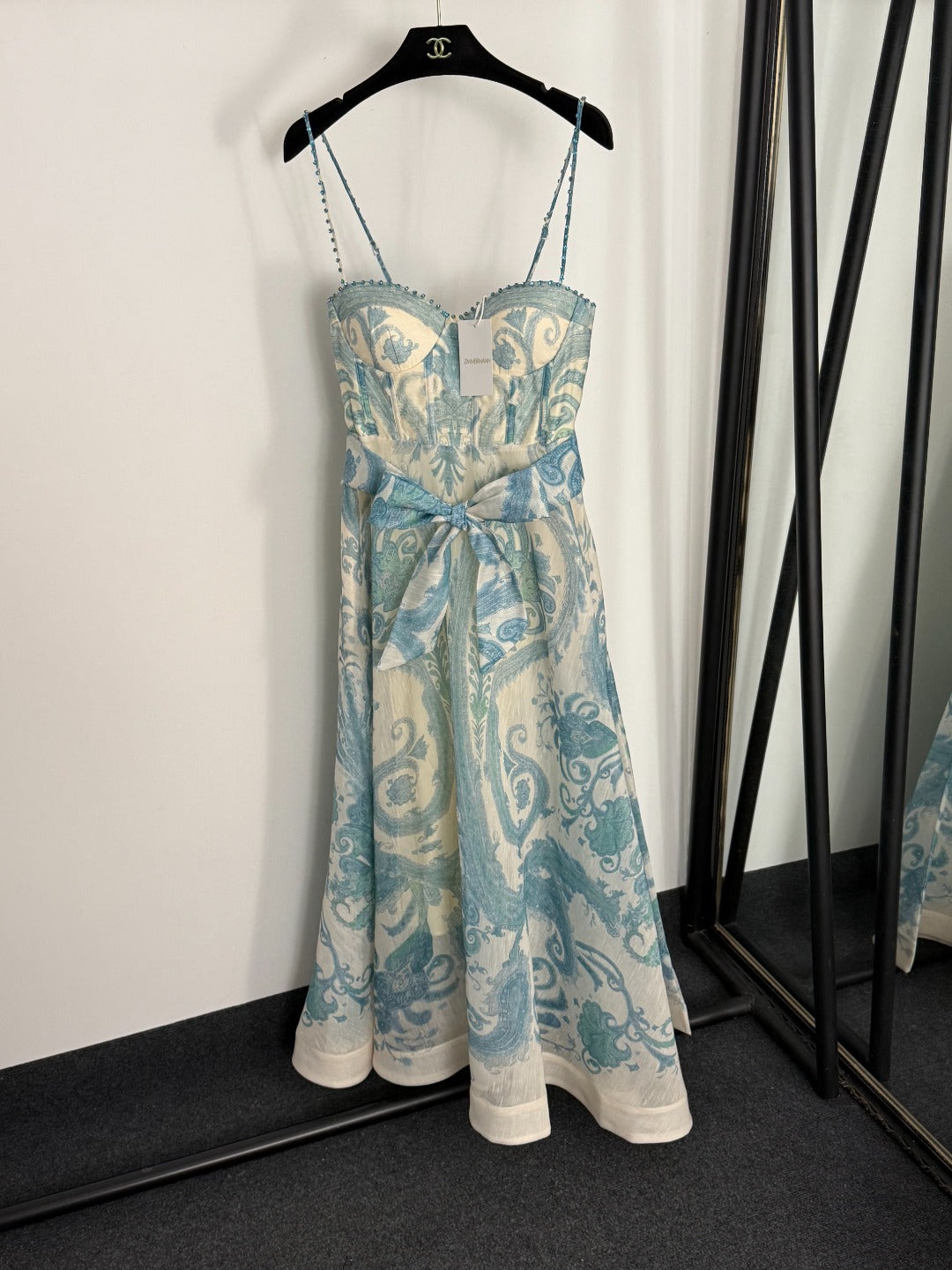 Retro-Print Strapless Fit-and-Flare Dress