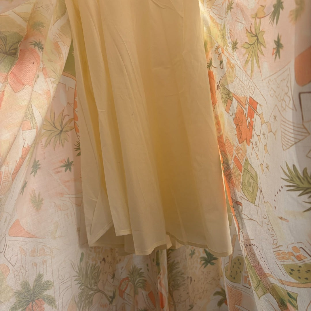 Color-block Printed Spaghetti-Strap Dress