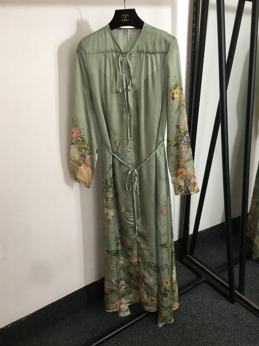 Long-Sleeve Dress with Tie Waist