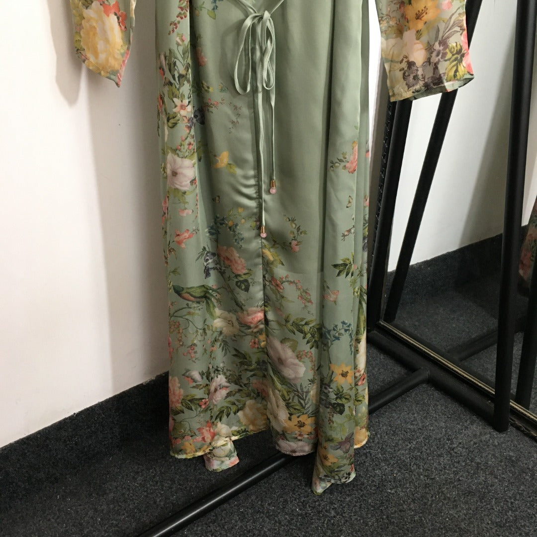 Long-Sleeve Dress with Tie Waist