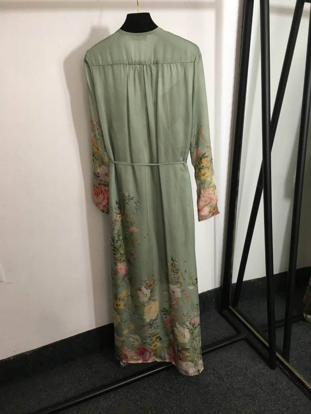 Long-Sleeve Dress with Tie Waist