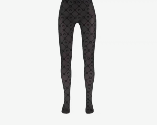 Moon print flocked flower mesh see-through long-sleeved bottoming shirt