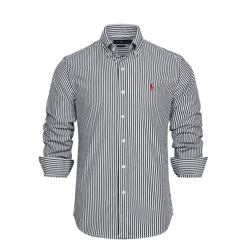 Ralph Laur* Lapel Striped POLO Long Sleeve Shirt