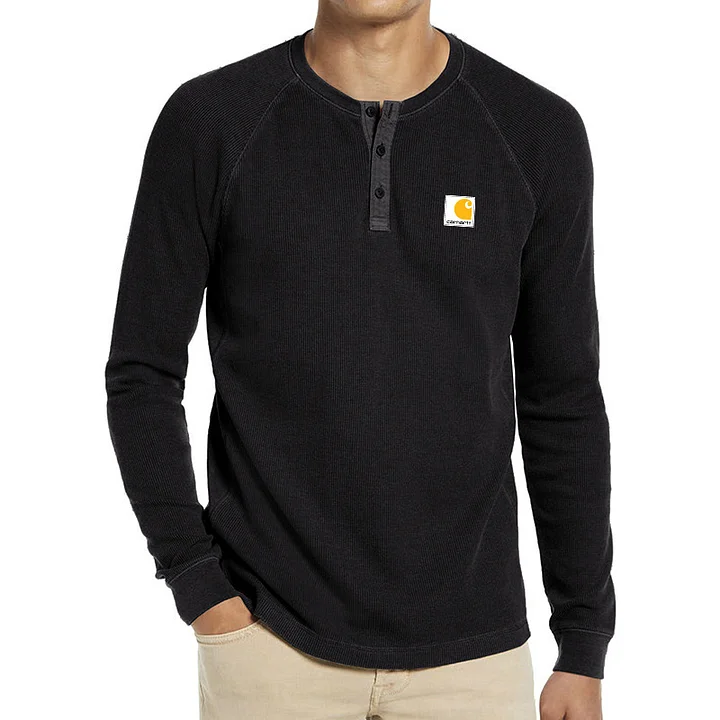Men's Waffle Long Sleeve Casual T-Shirt