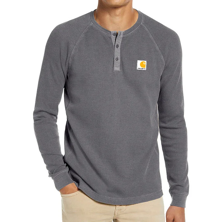 Men's Waffle Long Sleeve Casual T-Shirt