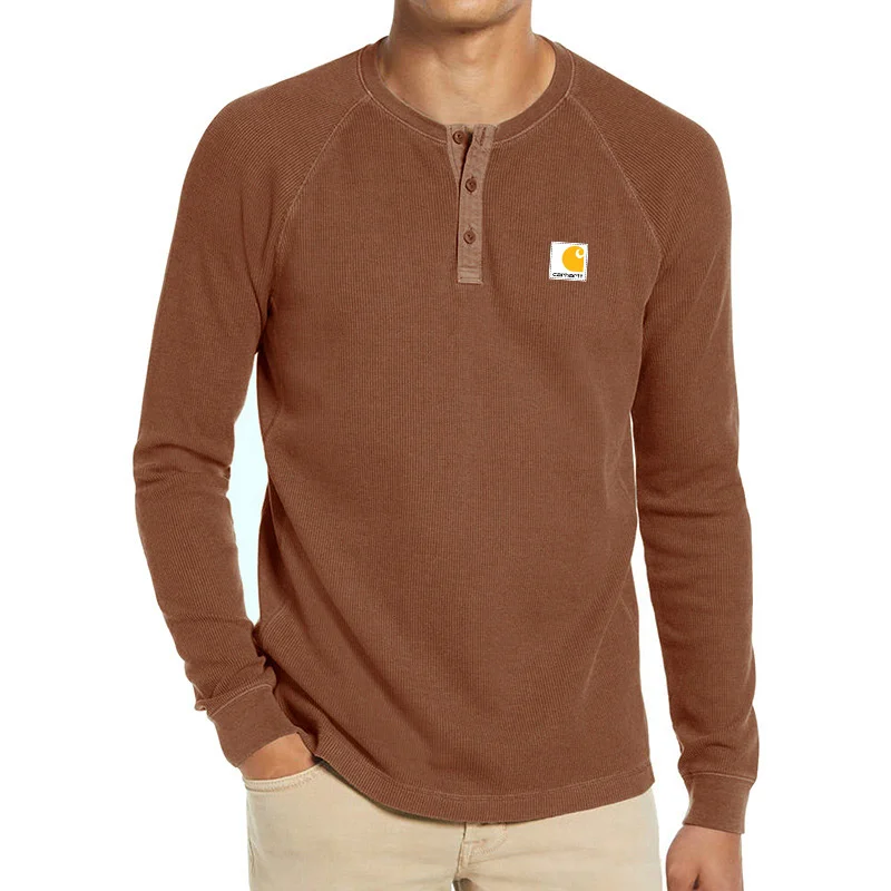 Men's Waffle Long Sleeve Casual T-Shirt