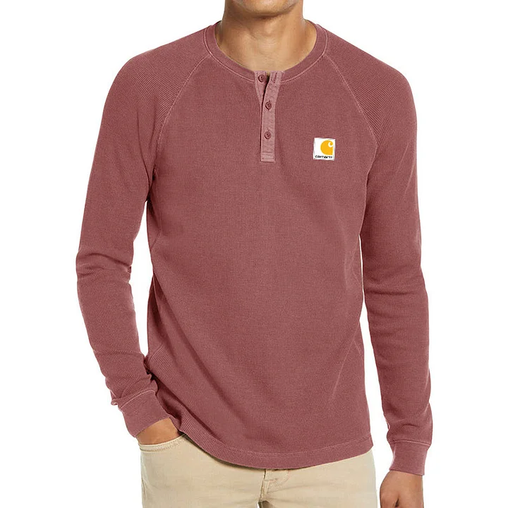 Men's Waffle Long Sleeve Casual T-Shirt