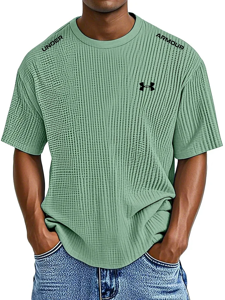 Men's Casual Waffle Crew Neck T-Shirt