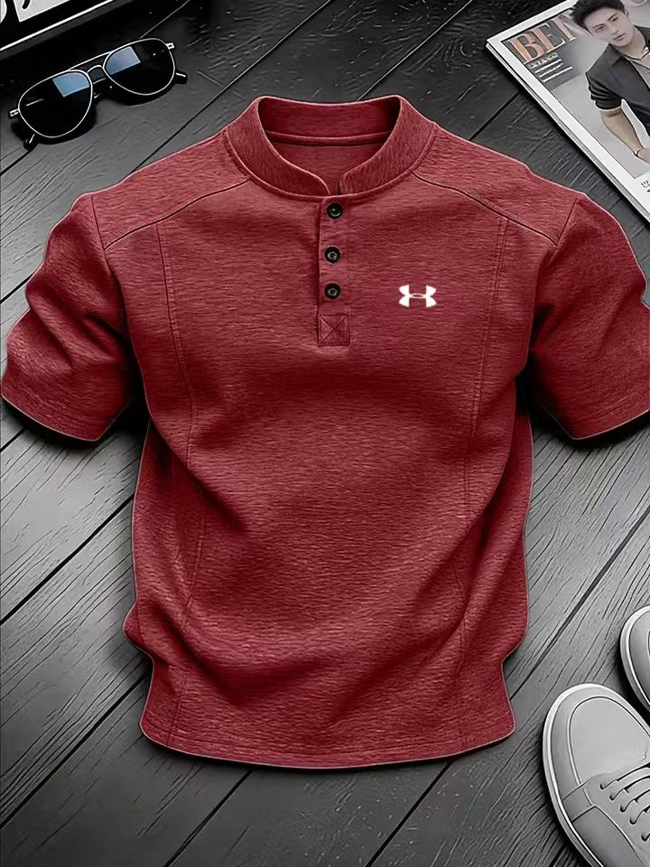 Men's Stand-Collar Henley Shirt