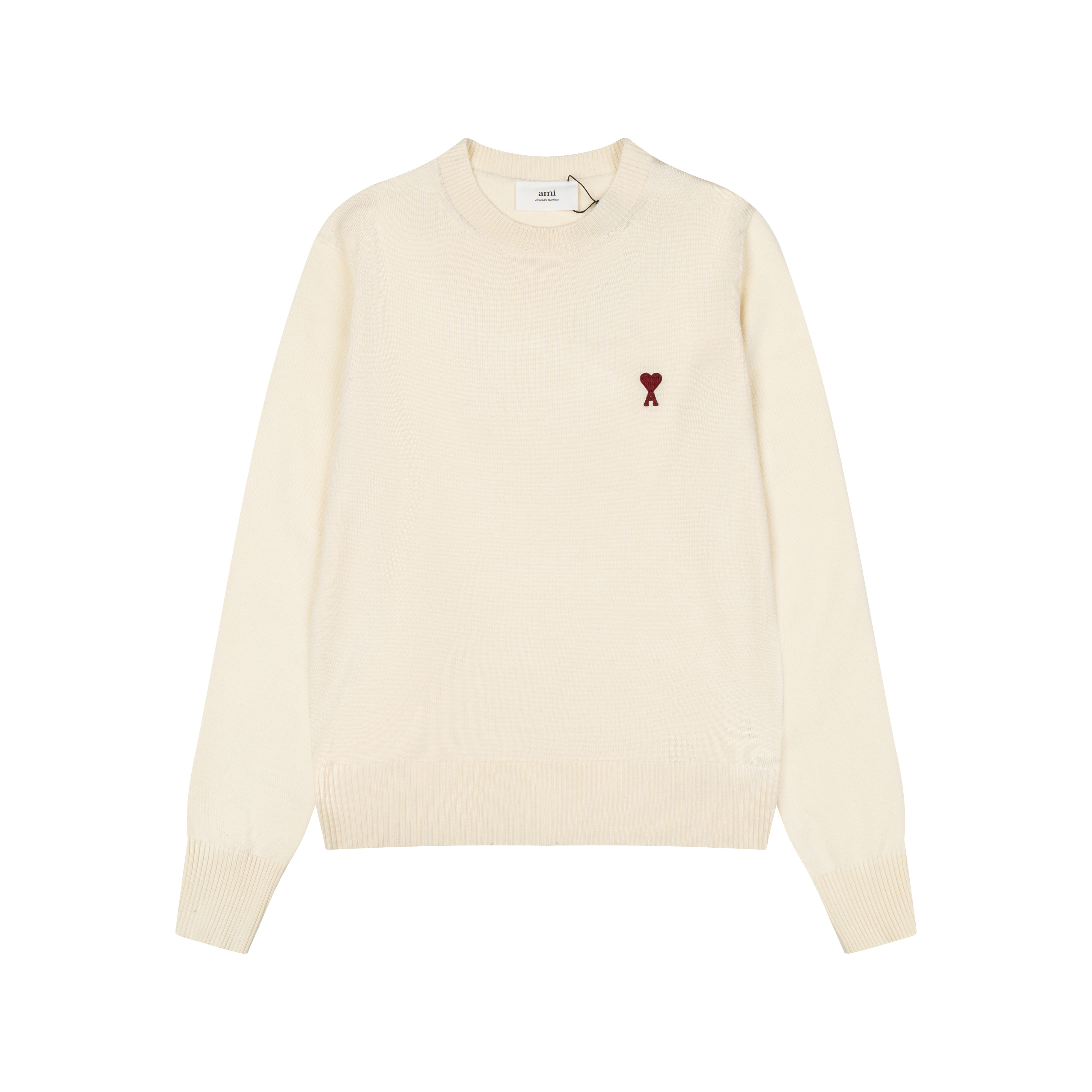 AMI SS26 Pure Cotton Embroidered Knitwear