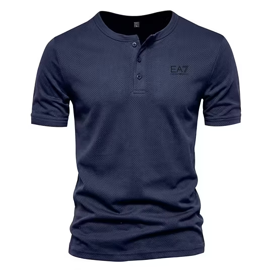 Men's EA7 Quick-Dry Henley Gym T-Shirt
