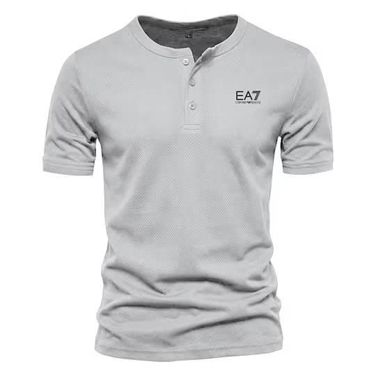 Men's EA7 Quick-Dry Henley Gym T-Shirt