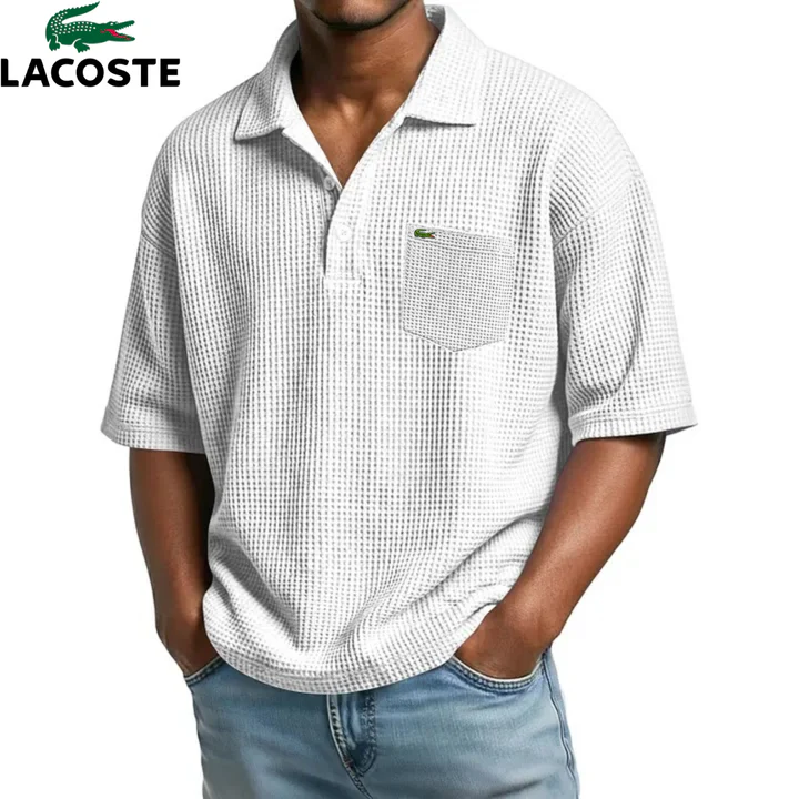 Polo Homme Waffle Col Ouvert Poche Poitrine