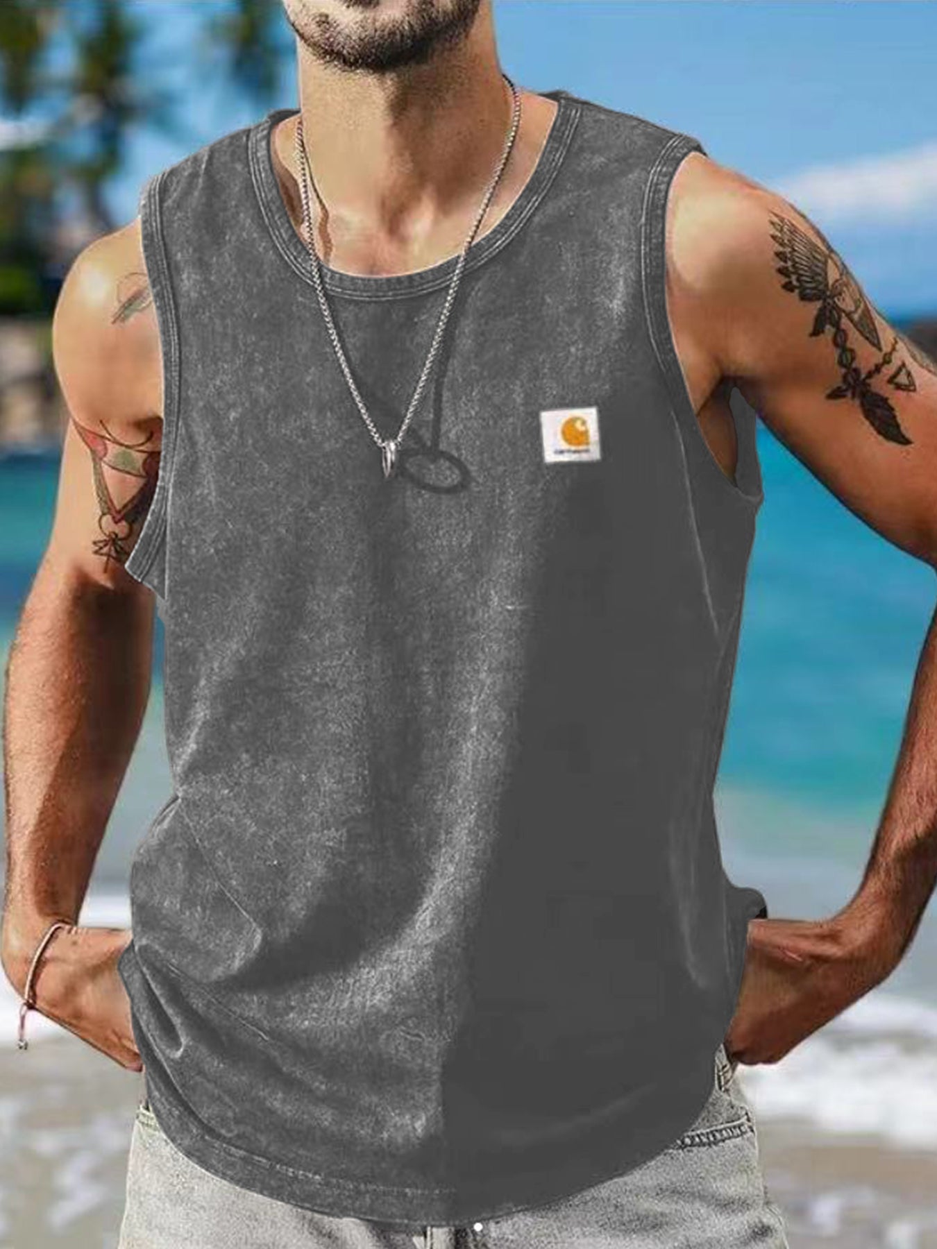 Men's Vintage Distressed Casual Sleeveless Vest Tank Top