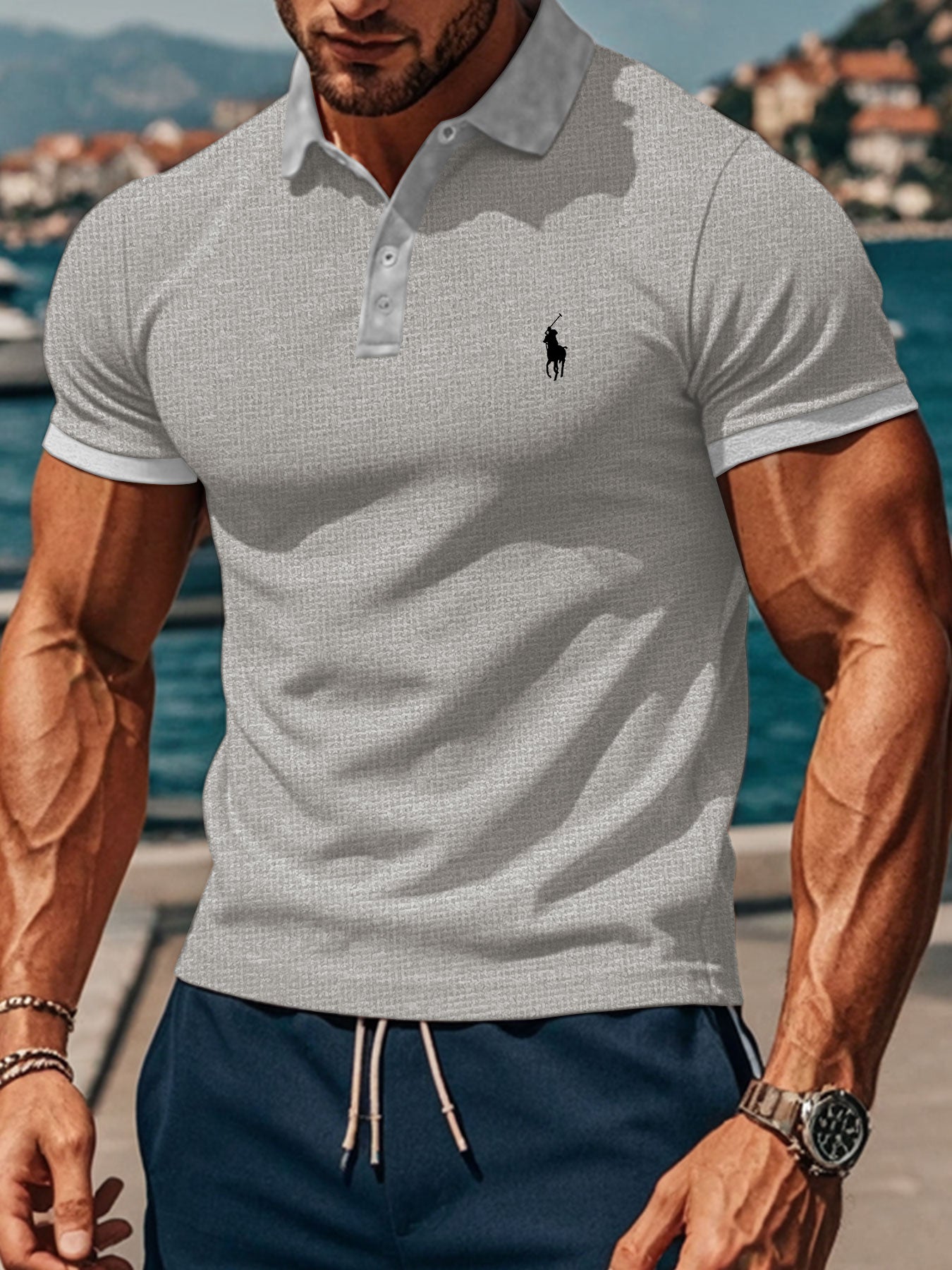 Men's Waffle Polo Shirt