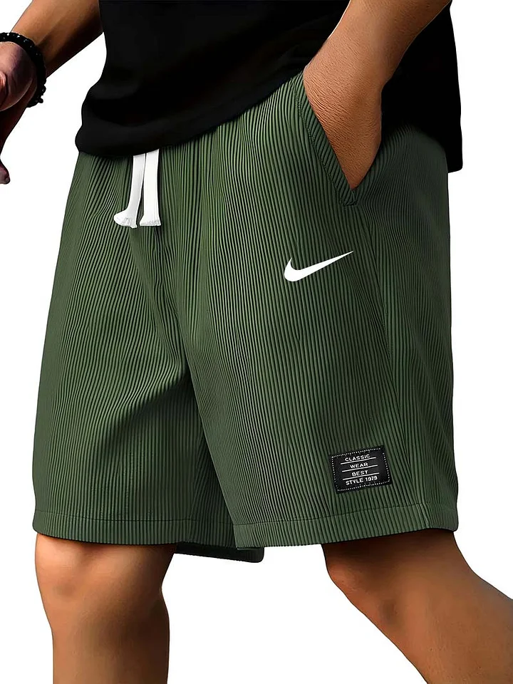 Men's Casual Ribbed Solid Color Shorts